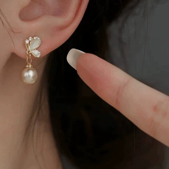 NWT Stunning S925 silver needle Korean-style pearl earrnings - Picture 4 of 6